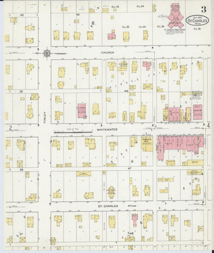 Sanborn Fire Insurance Map from Saint Charles, Winona County, Minnesota (1915), Sheet #0003 - Complete Map Set gallery image, historic Sanborn map, vintage wall art, Minnesota Minnesota