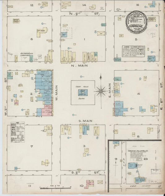 Sanborn Fire Insurance Map from Comanche, Comanche County, Texas (1885), Sheet #0001 - Historic Sanborn Fire Insurance Map Print, vintage old map wall art, antique decor, genealogy gift, Texas Texas map