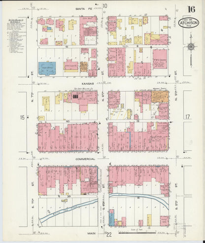 Sanborn Fire Insurance Map from Atchison, Atchison County, Kansas (1916), Sheet #0016 - Complete Map Set gallery image, historic Sanborn map, vintage wall art, Kansas Kansas