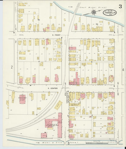 Sanborn Fire Insurance Map from Franklin, Warren County, Ohio (1916), Sheet #0003 - Historic Sanborn Fire Insurance Map Print, vintage old map wall art, antique decor, genealogy gift, Ohio Ohio map
