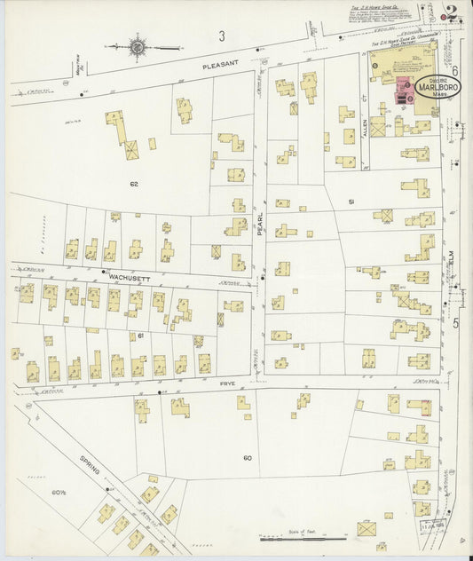 Sanborn Fire Insurance Map from Marlborough, Middlesex County, Massachusetts (1912), Sheet #0002 - Historic Sanborn Fire Insurance Map Print, vintage old map wall art, antique decor, genealogy gift, Massachusetts Massachusetts map