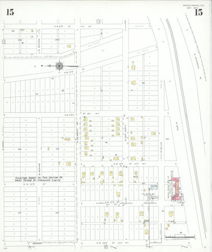Sanborn Fire Insurance Map from Grand Prairie, Dallas County, Texas (1943), Sheet #0015 - Complete Map Set gallery image, historic Sanborn map, vintage wall art, Texas Texas