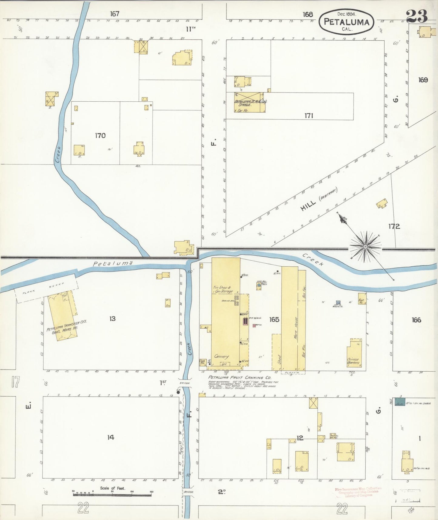 Sanborn Fire Insurance Map from Petaluma, Sonoma County, California (1894), Sheet #0023 - Complete Map Set gallery image, historic Sanborn map, vintage wall art, California California