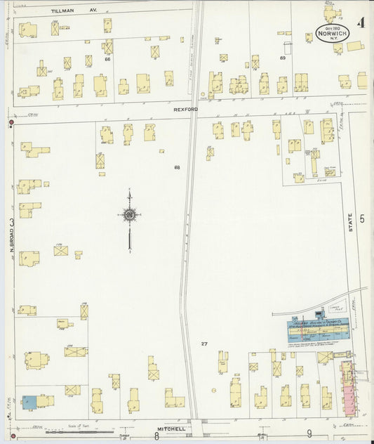 Sanborn Fire Insurance Map from Norwich, Chenango County, New York (1910), Sheet #0004 - Historic Sanborn Fire Insurance Map Print, vintage old map wall art, antique decor, genealogy gift, New York New York map