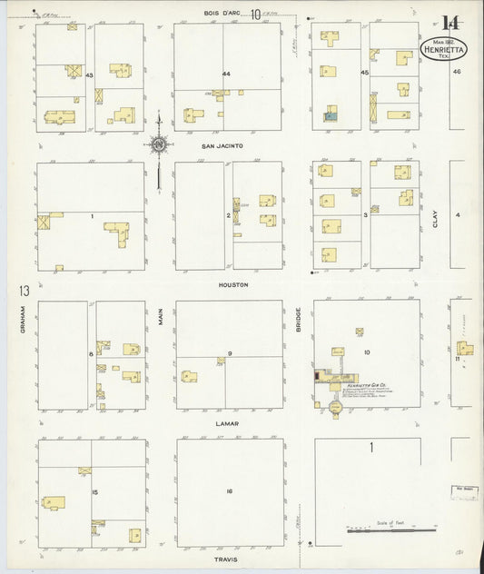 Sanborn Fire Insurance Map from Henrietta, Clay County, Texas (1912), Sheet #0014 - Historic Sanborn Fire Insurance Map Print, vintage old map wall art, antique decor, genealogy gift, Texas Texas map