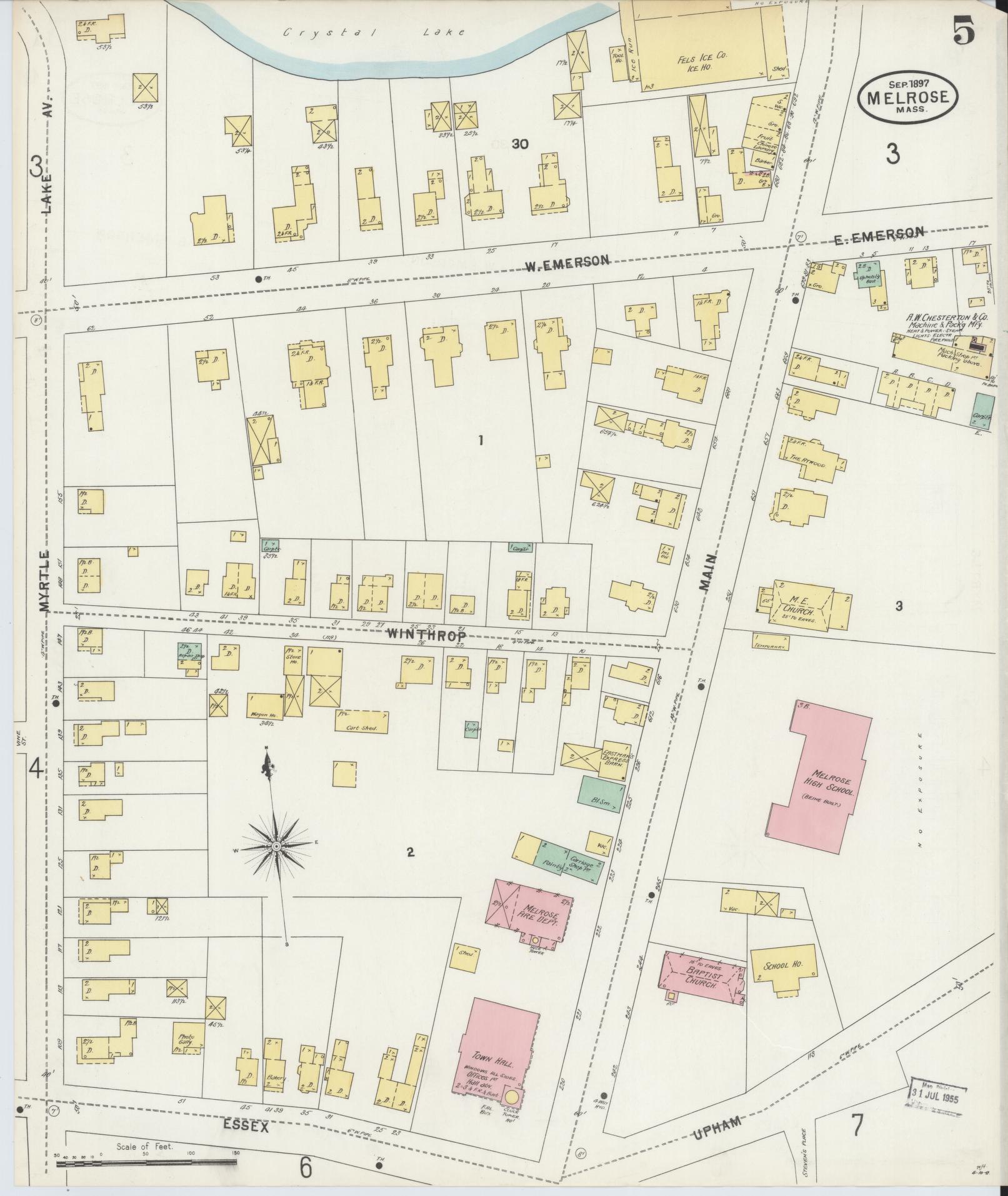 Sanborn Fire Insurance Map from Melrose, Middlesex County, Massachusetts (1897), Sheet #0005 - Complete Map Set gallery image, historic Sanborn map, vintage wall art, Massachusetts Massachusetts