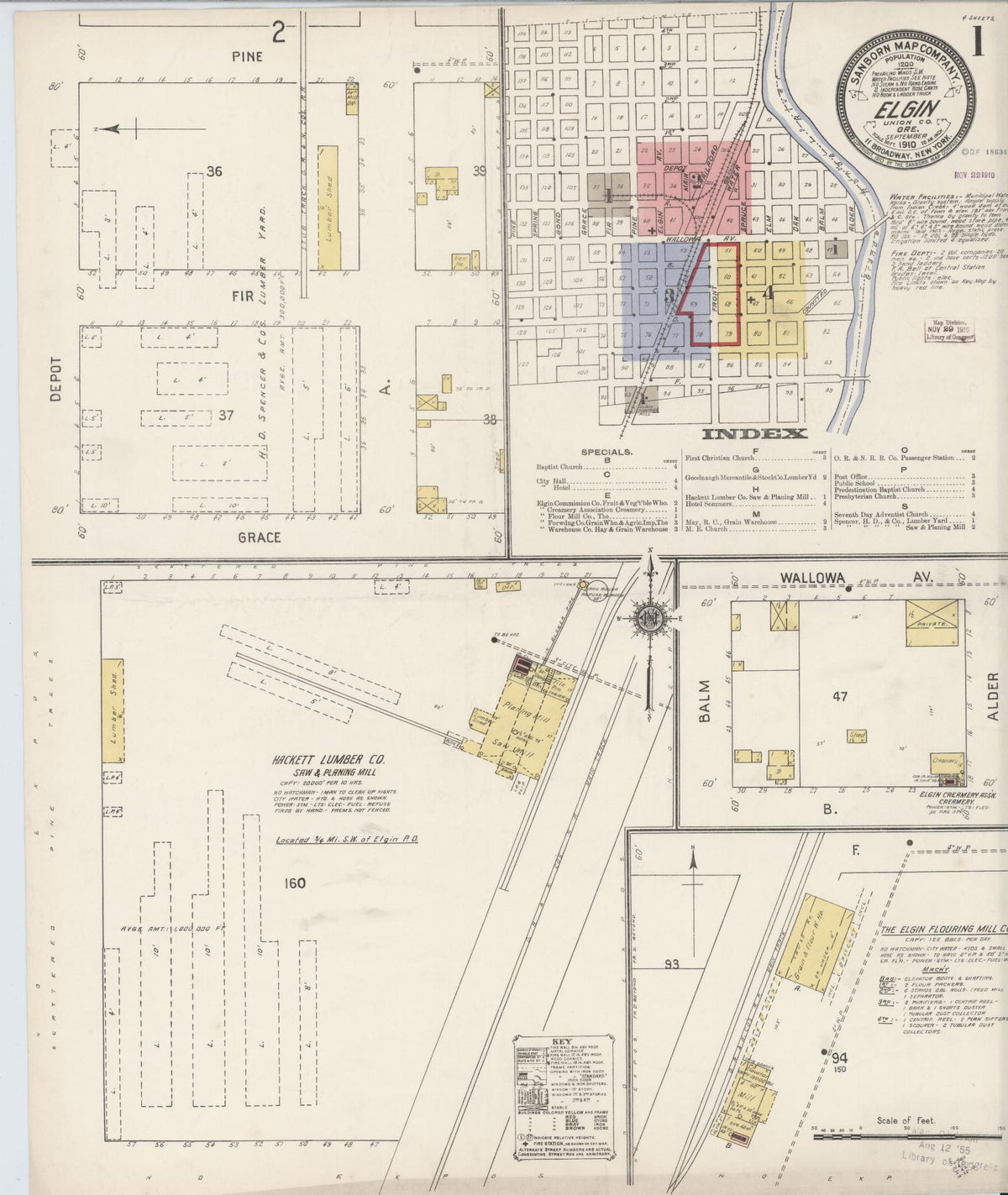 Sanborn Fire Insurance Map from Elgin, Union County, Oregon (1910), Sheet #0001 - Historic Sanborn Fire Insurance Map Print, vintage old map wall art, antique decor, genealogy gift, Oregon Oregon map