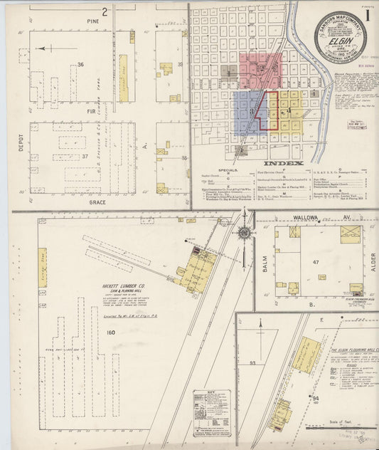 Sanborn Fire Insurance Map from Elgin, Union County, Oregon (1910), Sheet #0001 - Historic Sanborn Fire Insurance Map Print, vintage old map wall art, antique decor, genealogy gift, Oregon Oregon map