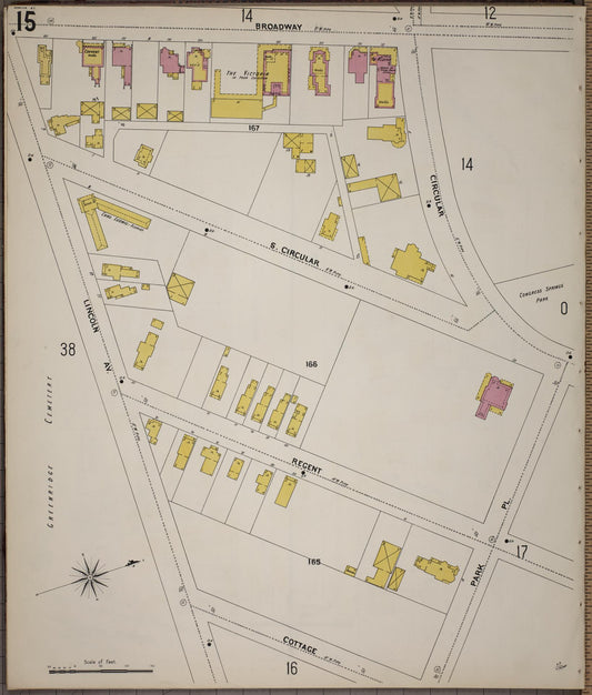 Sanborn Fire Insurance Map from Saratoga, Saratoga County, New York (1900), Sheet #0015 - Historic Sanborn Fire Insurance Map Print, vintage old map wall art, antique decor, genealogy gift, New York New York map