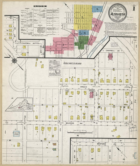 Sanborn Fire Insurance Map from Altavista, Campbell County, Virginia. (1918) – Historic Sanborn Fire Insurance Map Print