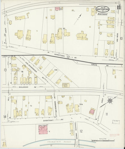 Sanborn Fire Insurance Map from Waterford, Saratoga County, New York (1914), Sheet #0011 - Complete Map Set gallery image, historic Sanborn map, vintage wall art, New York New York