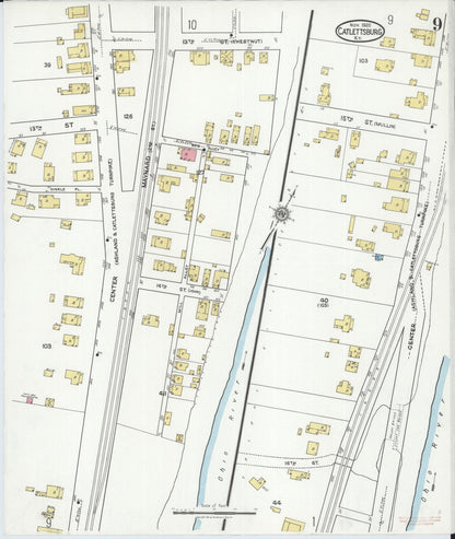 Sanborn Fire Insurance Map from Catlettsburg, Boyd County, Kentucky (1920), Sheet #0009 - Complete Map Set gallery image, historic Sanborn map, vintage wall art, Kentucky Kentucky