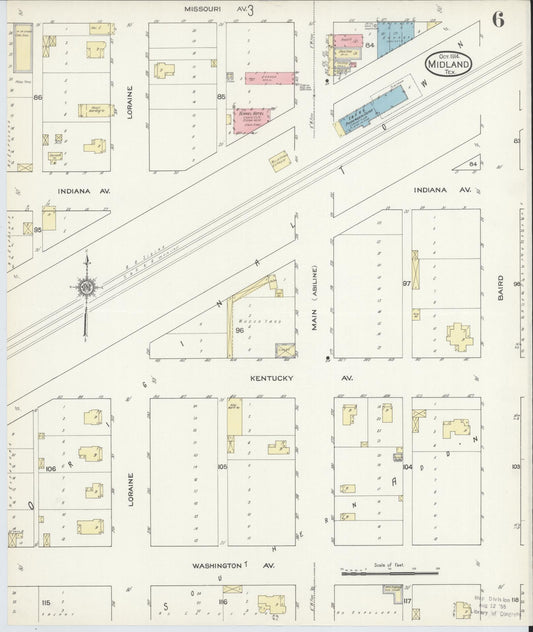 Sanborn Fire Insurance Map from Midland, Midland County, Texas (1914), Sheet #0006 - Historic Sanborn Fire Insurance Map Print, vintage old map wall art, antique decor, genealogy gift, Texas Texas map
