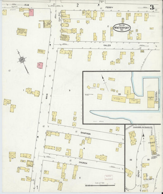 Sanborn Fire Insurance Map from Winterport, Waldo County, Maine (1911), Sheet #0003 - Historic Sanborn Fire Insurance Map Print, vintage old map wall art, antique decor, genealogy gift, Maine Maine map