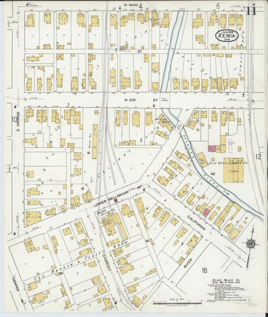 Sanborn Fire Insurance Map from Xenia, Greene County, Ohio (1919), Sheet #0011 - Historic Sanborn Fire Insurance Map Print, vintage old map wall art, antique decor, genealogy gift, Ohio Ohio map