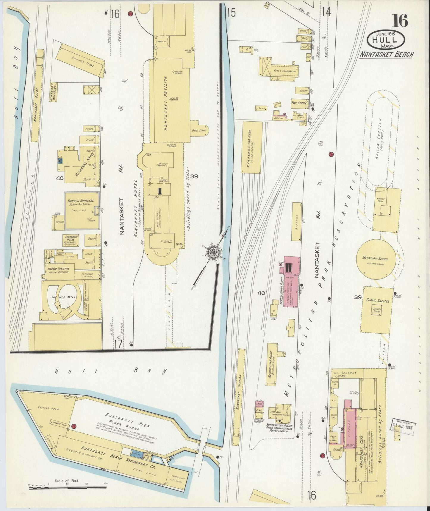 Sanborn Fire Insurance Map from Hull, Plymouth County, Massachusetts (1916), Sheet #0016 - Complete Map Set gallery image, historic Sanborn map, vintage wall art, Massachusetts Massachusetts