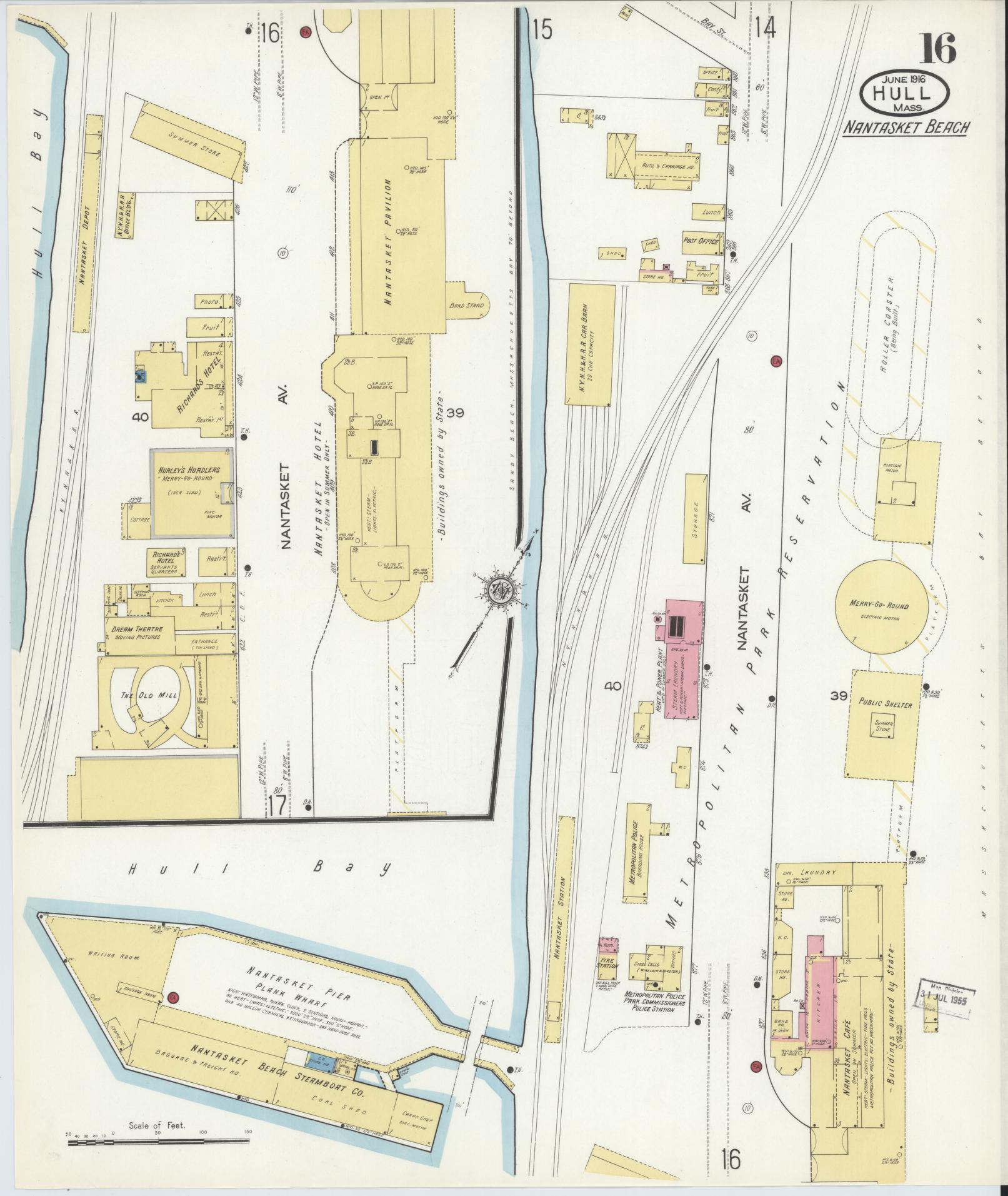Sanborn Fire Insurance Map from Hull, Plymouth County, Massachusetts (1916), Sheet #0016 - Complete Map Set gallery image, historic Sanborn map, vintage wall art, Massachusetts Massachusetts
