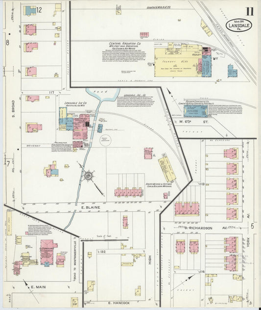 Sanborn Fire Insurance Map from Lansdale, Montgomery County, Pennsylvania (1914), Sheet #0011 - Historic Sanborn Fire Insurance Map Print, vintage old map wall art, antique decor, genealogy gift, Pennsylvania Pennsylvania map