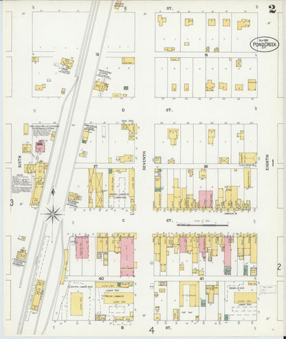 Sanborn Fire Insurance Map from Pond Creek, Grant County, Oklahoma (1901), Sheet #0002 - Complete Map Set gallery image, historic Sanborn map, vintage wall art, Oklahoma Oklahoma