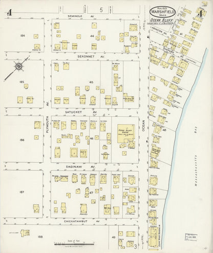 Sanborn Fire Insurance Map from Marshfield, Plymouth County, Massachusetts (1925), Sheet #0004 - Complete Map Set gallery image, historic Sanborn map, vintage wall art, Massachusetts Massachusetts