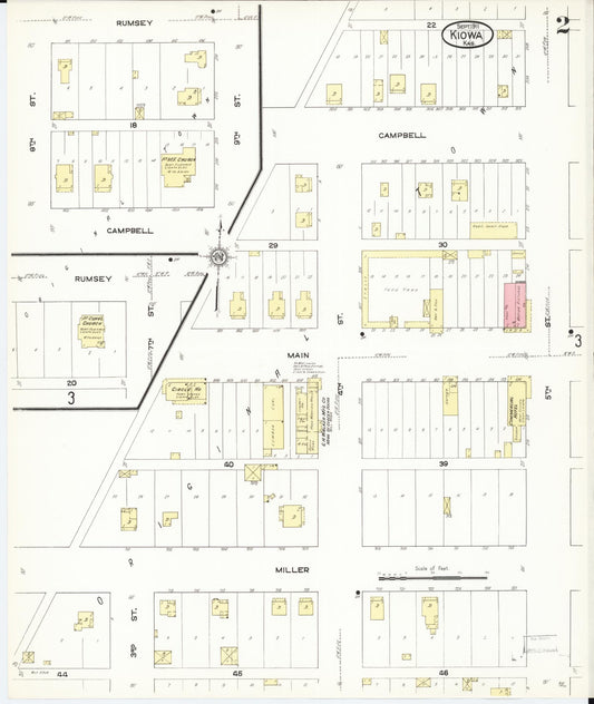 Sanborn Fire Insurance Map from Kiowa, Barber County, Kansas (1911), Sheet #0002 - Historic Sanborn Fire Insurance Map Print, vintage old map wall art, antique decor, genealogy gift, Kansas Kansas map