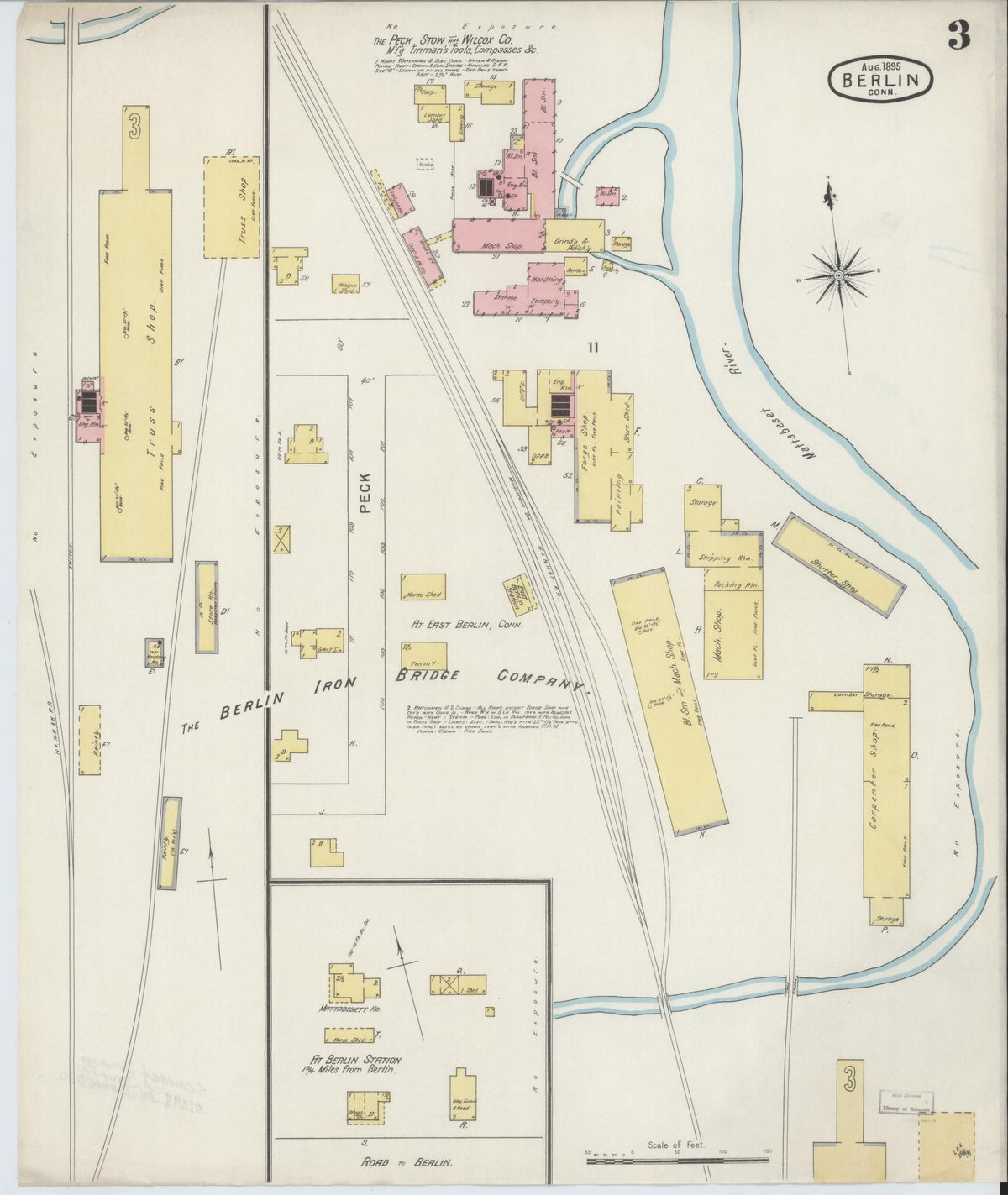 Sanborn Fire Insurance Map from Berlin, Hartford County, Connecticut (1895), Sheet #0003 - Complete Map Set gallery image, historic Sanborn map, vintage wall art, Connecticut Connecticut