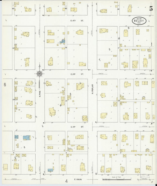 Sanborn Fire Insurance Map from Beloit, Mitchell County, Kansas (1911), Sheet #0005 - Historic Sanborn Fire Insurance Map Print, vintage old map wall art, antique decor, genealogy gift, Kansas Kansas map
