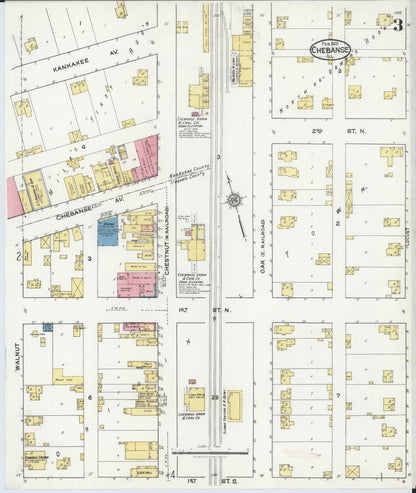 Sanborn Fire Insurance Map from Chebanse, Iroquois And Kankakee County, Illinois (1921), Sheet #0003 - Complete Map Set gallery image, historic Sanborn map, vintage wall art, Illinois Illinois