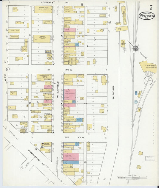Sanborn Fire Insurance Map from Washburn, Bayfield County, Wisconsin (1918), Sheet #0007 - Historic Sanborn Fire Insurance Map Print, vintage old map wall art, antique decor, genealogy gift, Wisconsin Wisconsin map