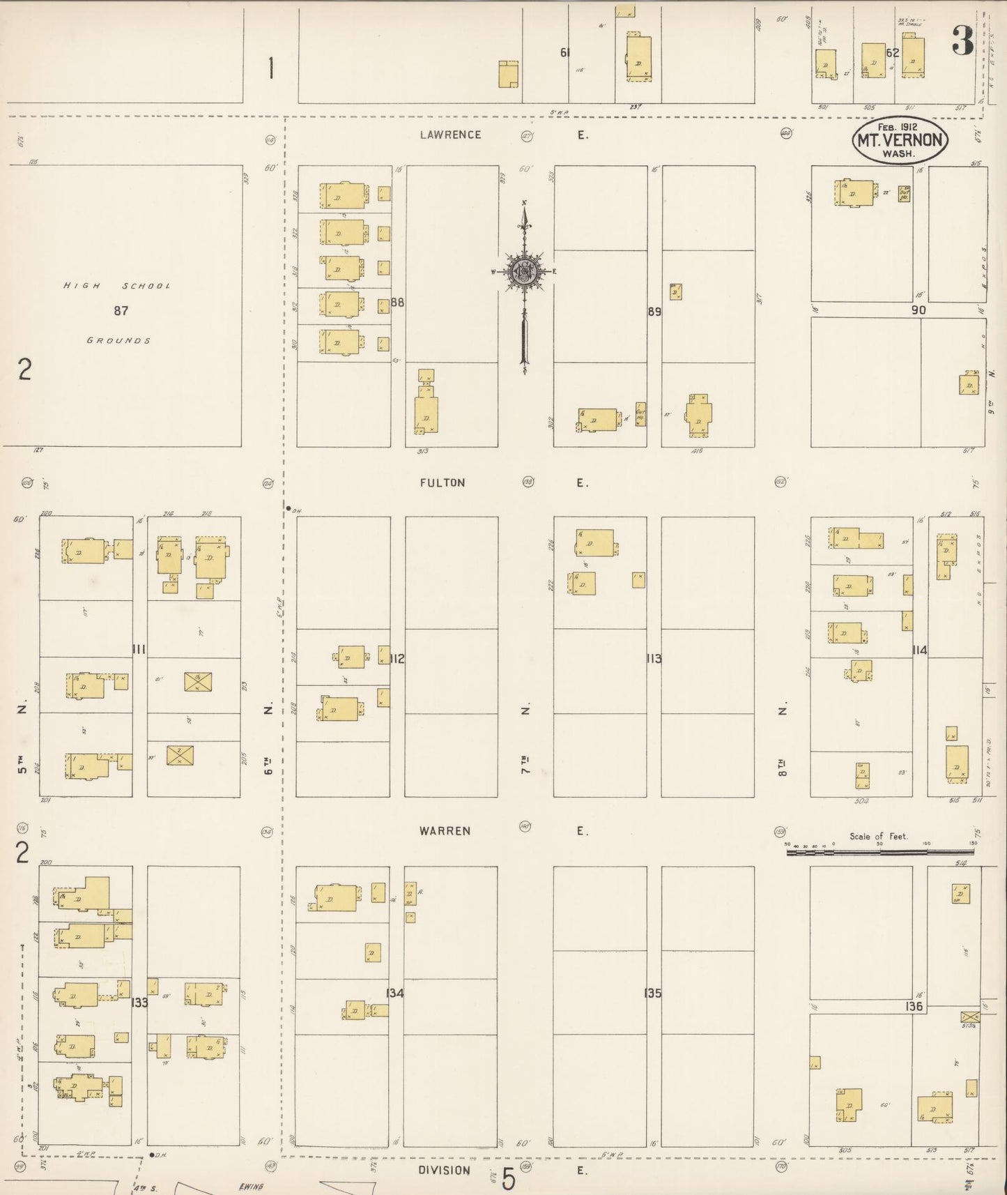 Sanborn Fire Insurance Map from Mount Vernon, Skagit County, Washington (1912), Sheet #0003 - Complete Map Set gallery image, historic Sanborn map, vintage wall art, Washington Washington