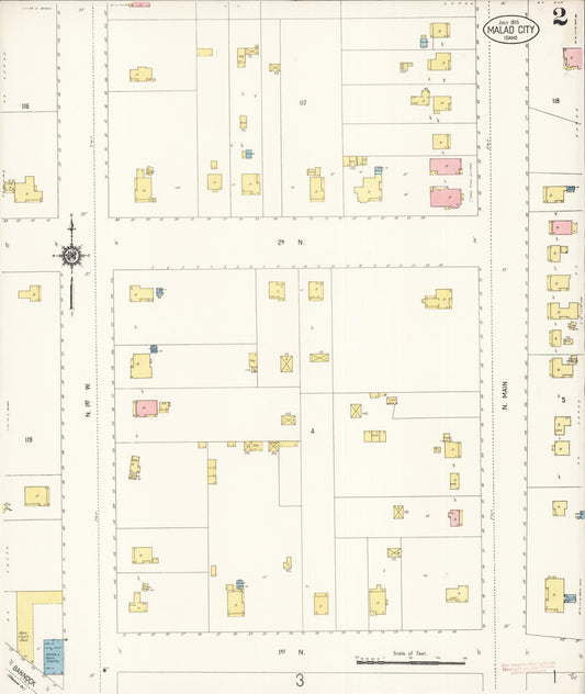 Sanborn Fire Insurance Map from Malad City, Oneida County, Idaho (1915), Sheet #0002 - Historic Sanborn Fire Insurance Map Print, vintage old map wall art, antique decor, genealogy gift, Idaho Idaho map