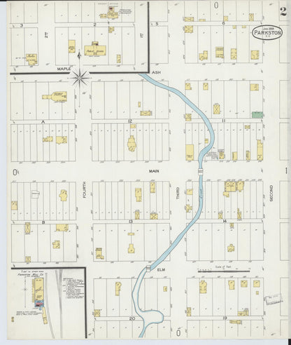 Sanborn Fire Insurance Map from Parkston, Hutchinson County, South Dakota (1899), Sheet #0002 - Complete Map Set gallery image, historic Sanborn map, vintage wall art, South Dakota South Dakota