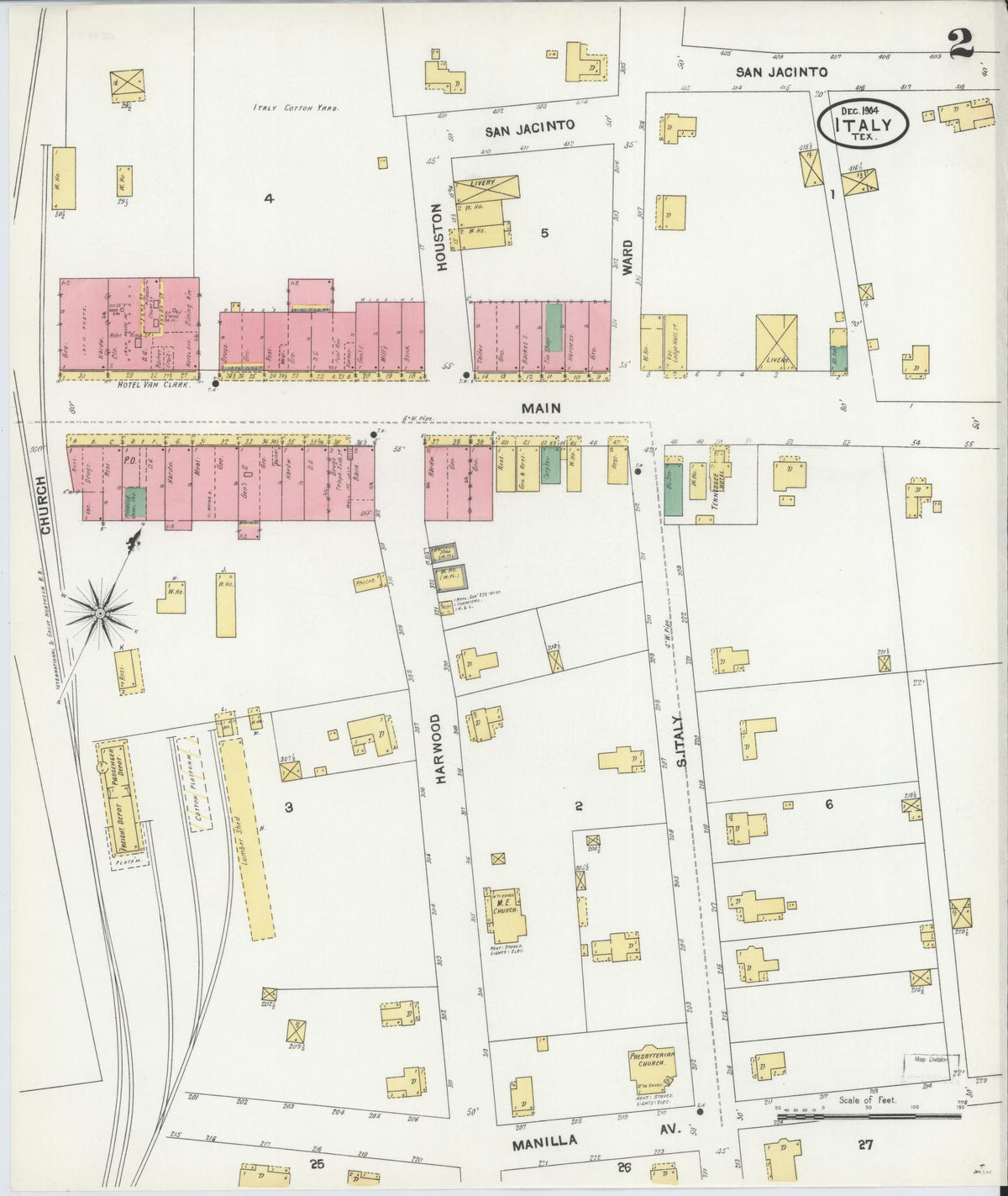 Sanborn Fire Insurance Map from Italy, Ellis County, Texas (1904), Sheet #0002 - Complete Map Set gallery image, historic Sanborn map, vintage wall art, Texas Texas