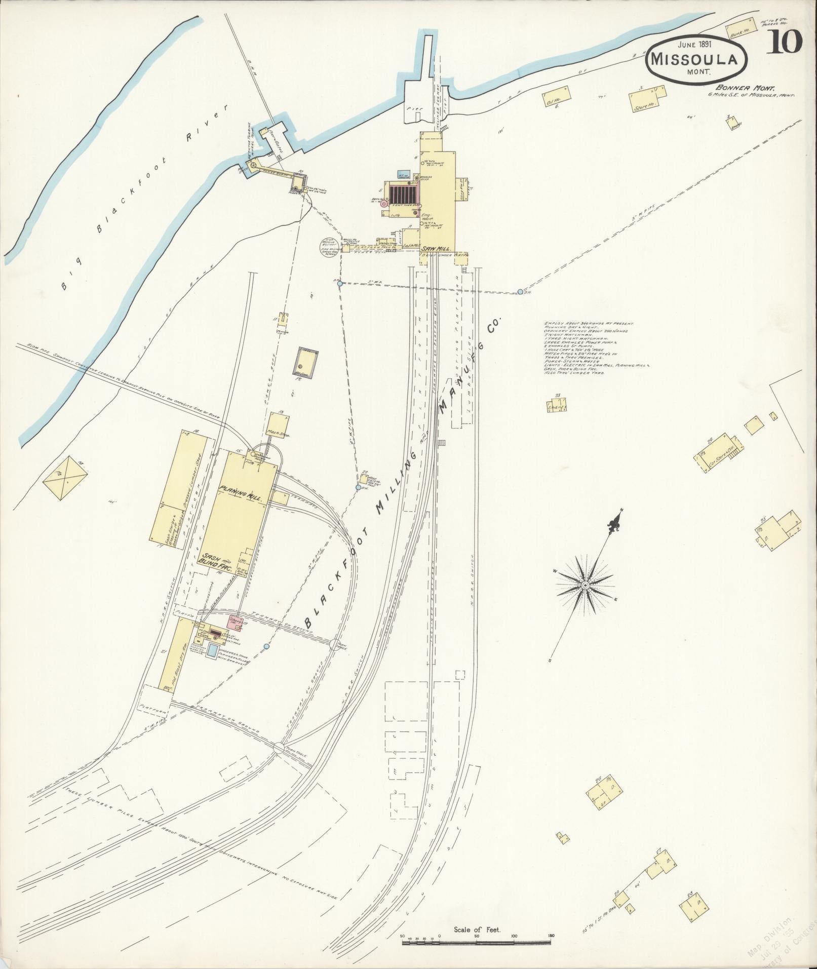 Sanborn Fire Insurance Map from Missoula, Missoula County, Montana (1891), Sheet #0010 - Historic Sanborn Fire Insurance Map Print, vintage old map wall art, antique decor, genealogy gift, Montana Montana map