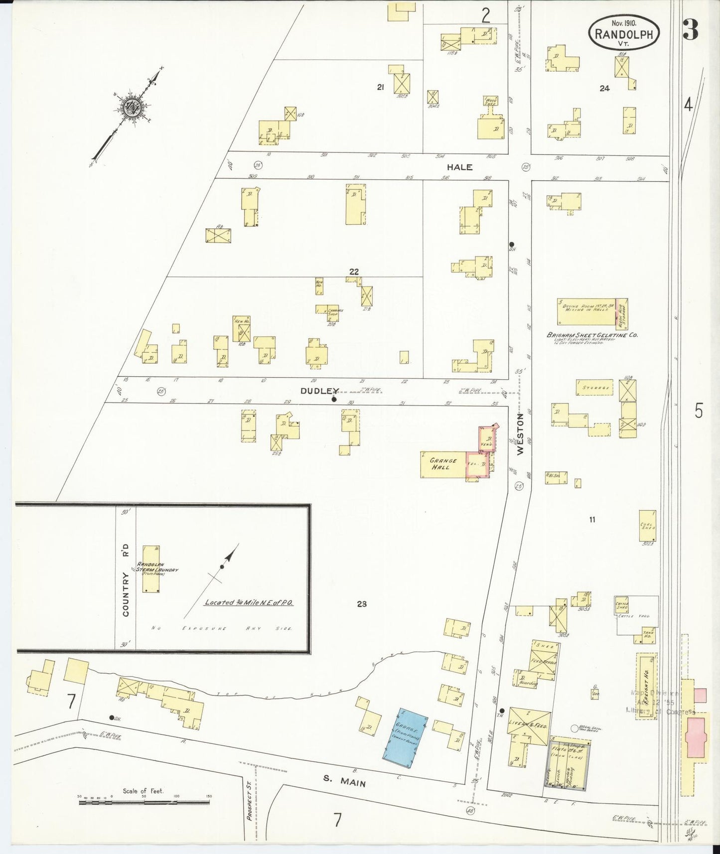 Sanborn Fire Insurance Map from Randolph, Orange County, Vermont (1910), Sheet #0003 - Complete Map Set gallery image, historic Sanborn map, vintage wall art, Vermont Vermont