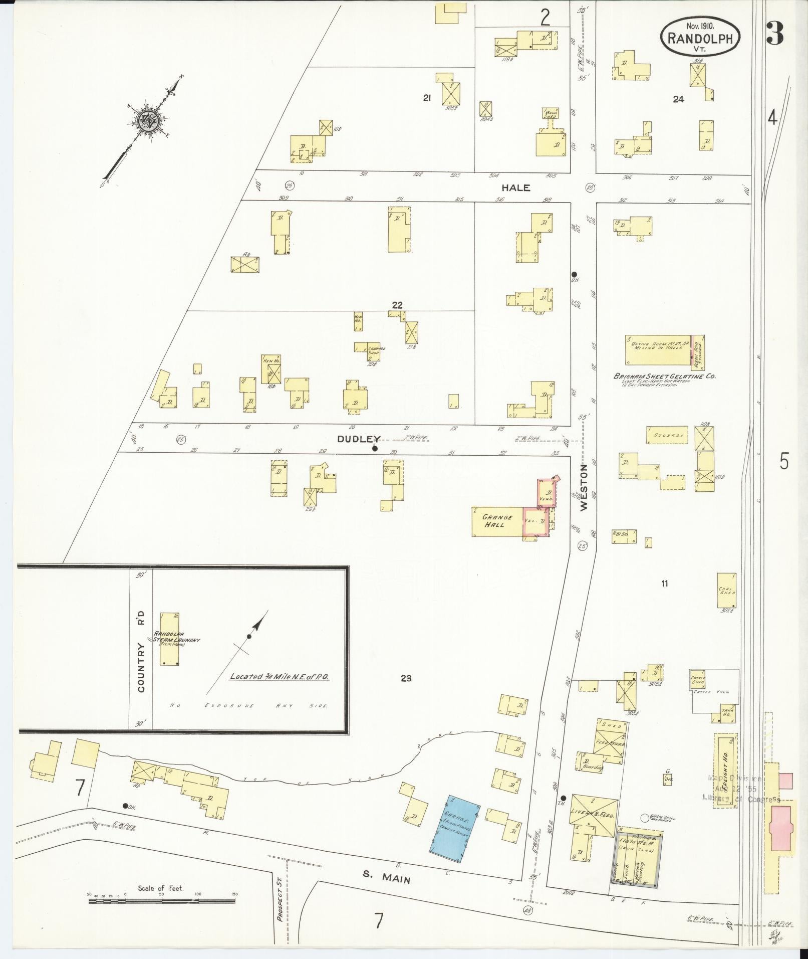 Sanborn Fire Insurance Map from Randolph, Orange County, Vermont (1910), Sheet #0003 - Complete Map Set gallery image, historic Sanborn map, vintage wall art, Vermont Vermont