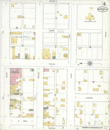 Sanborn Fire Insurance Map from Waterville, Douglas County, Washington (1909), Sheet #0004 - Complete Map Set gallery image, historic Sanborn map, vintage wall art, Washington Washington