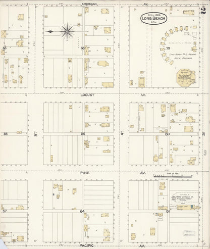 Sanborn Fire Insurance Map from Long Beach, Los Angeles County, California (1895), Sheet #0002 - Historic Sanborn Fire Insurance Map Print, vintage old map wall art, antique decor, genealogy gift, California California map