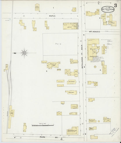 Sanborn Fire Insurance Map from Bethlehem, Grafton County, New Hampshire (1896), Sheet #0003 - Complete Map Set gallery image, historic Sanborn map, vintage wall art, New Hampshire New Hampshire
