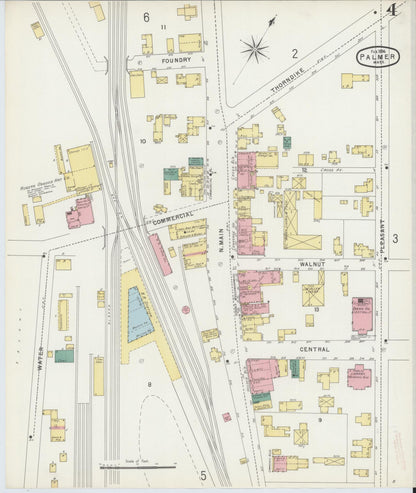 Sanborn Fire Insurance Map from Palmer, Hampden County, Massachusetts (1896), Sheet #0004 - Complete Map Set gallery image, historic Sanborn map, vintage wall art, Massachusetts Massachusetts