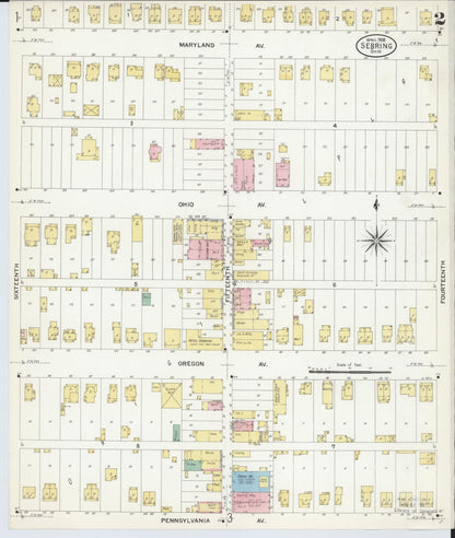 Sanborn Fire Insurance Map from Sebring, Mahoning County, Ohio (1908), Sheet #0002 - Complete Map Set gallery image, historic Sanborn map, vintage wall art, Ohio Ohio