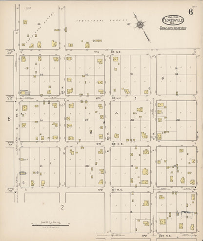 Sanborn Fire Insurance Map from Floresville, Wilson County, Texas (1922), Sheet #0006 - Complete Map Set gallery image, historic Sanborn map, vintage wall art, Texas Texas