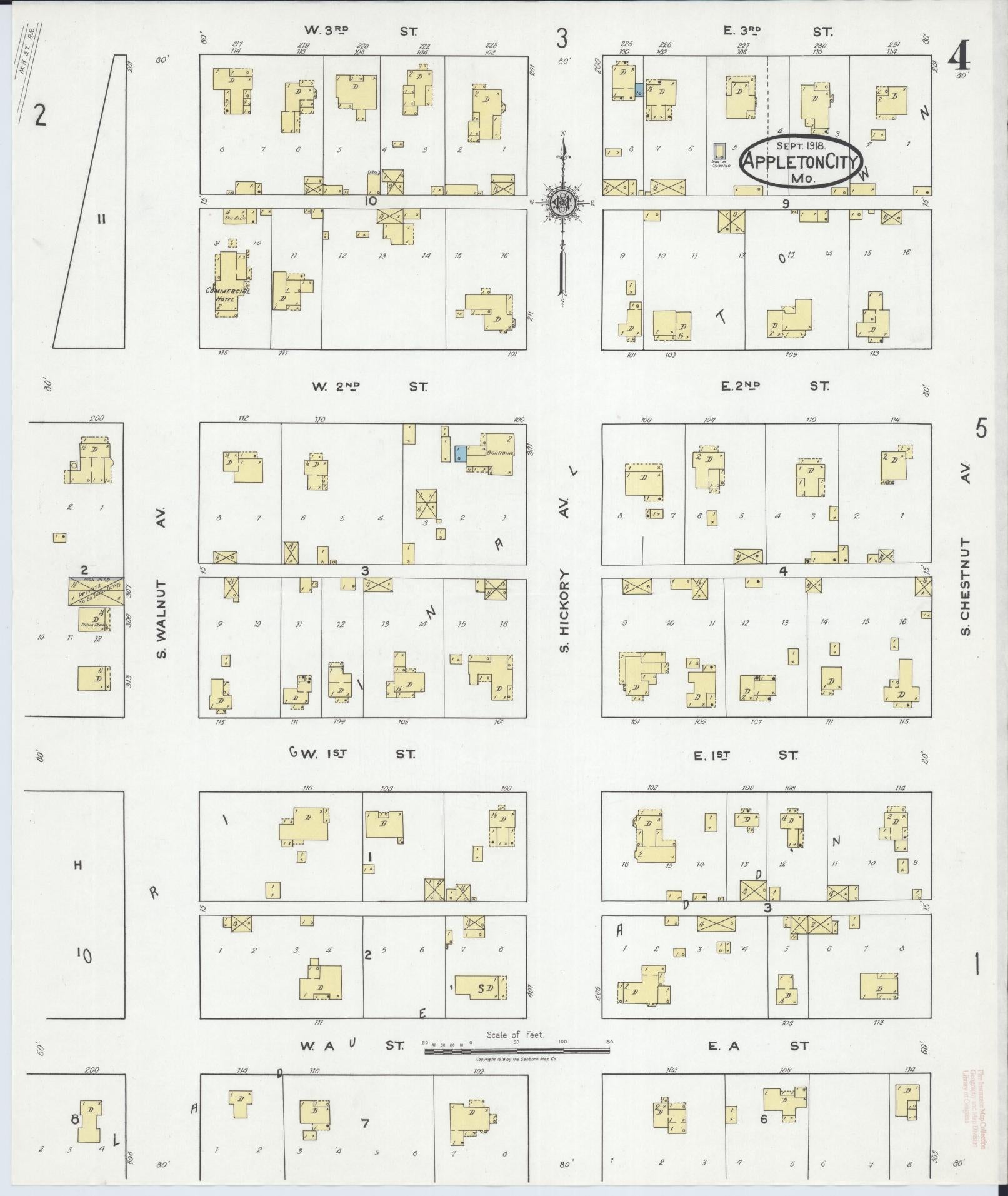 Sanborn Fire Insurance Map from Appleton City, Saint Clair County, Missouri (1918), Sheet #0004 - Complete Map Set gallery image, historic Sanborn map, vintage wall art, Missouri Missouri