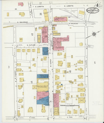 Sanborn Fire Insurance Map from Greeneville, Greene County, Tennessee (1920), Sheet #0004 - Complete Map Set gallery image, historic Sanborn map, vintage wall art, Tennessee Tennessee