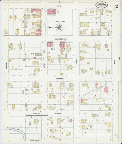Sanborn Fire Insurance Map from Staunton, Macoupin County, Illinois (1906), Sheet #0002 - Complete Map Set gallery image, historic Sanborn map, vintage wall art, Illinois Illinois