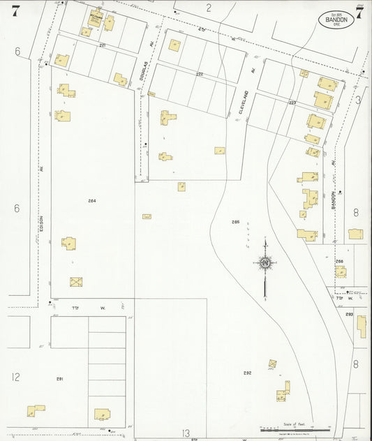 Sanborn Fire Insurance Map from Bandon, Coos County, Oregon (1925), Sheet #0007 - Historic Sanborn Fire Insurance Map Print, vintage old map wall art, antique decor, genealogy gift, Oregon Oregon map