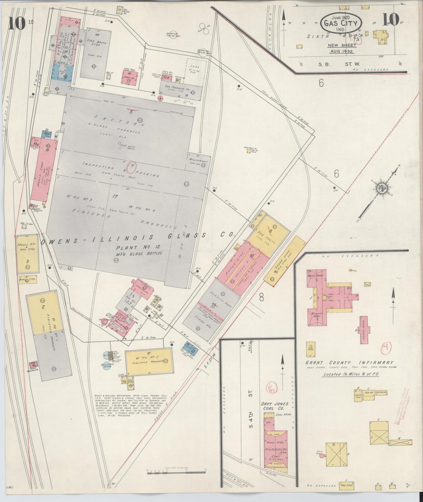 Sanborn Fire Insurance Map from Gas City, Grant County, Indiana (1932), Sheet #0010 - Historic Sanborn Fire Insurance Map Print, vintage old map wall art, antique decor, genealogy gift, Indiana Indiana map