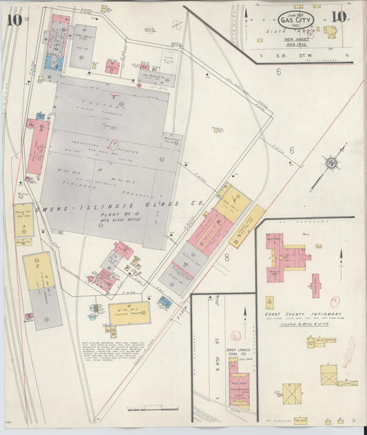 Sanborn Fire Insurance Map from Gas City, Grant County, Indiana (1932), Sheet #0010 - Historic Sanborn Fire Insurance Map Print, vintage old map wall art, antique decor, genealogy gift, Indiana Indiana map