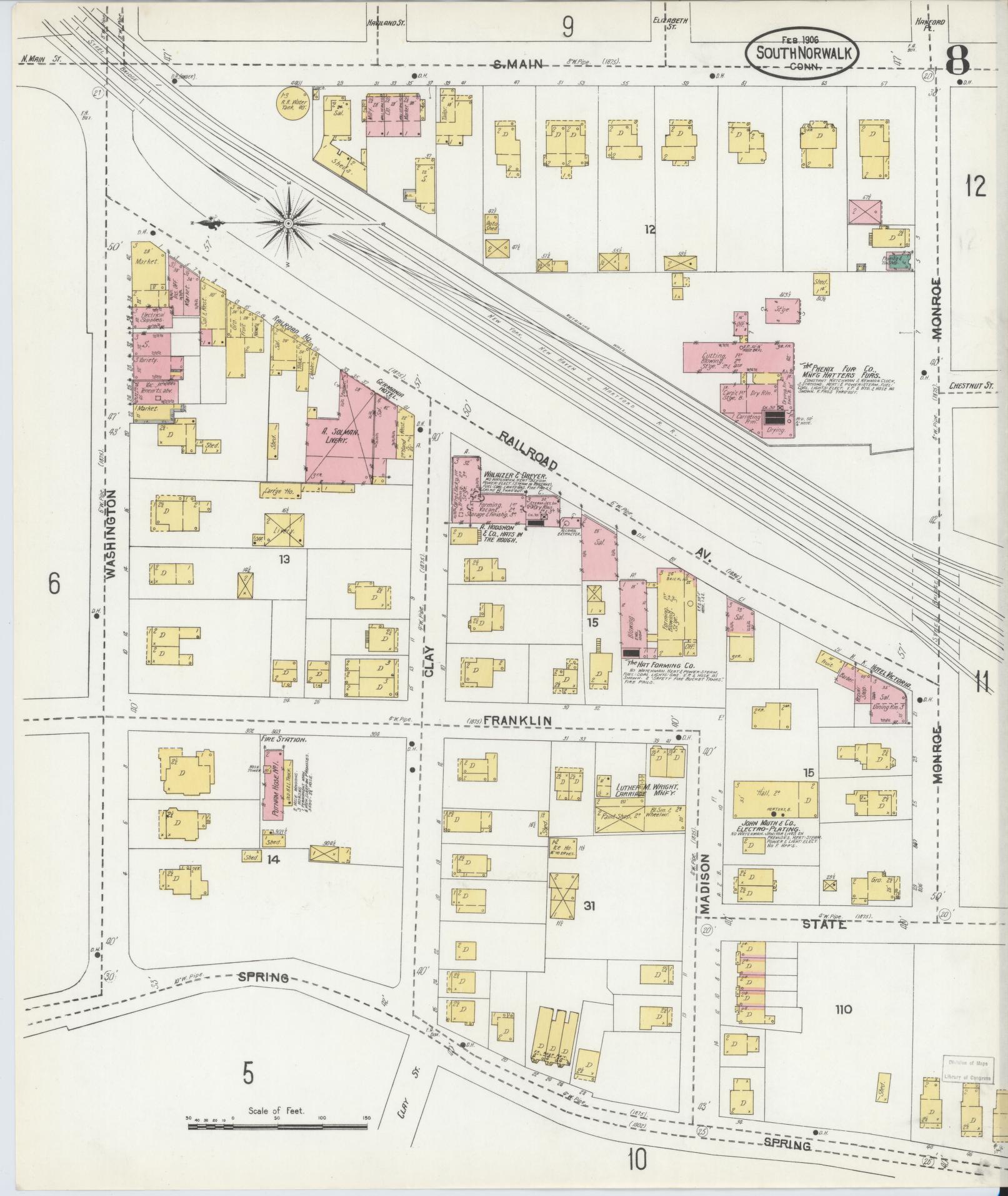 Sanborn Fire Insurance Map from South Norwalk, Fairfield County, Connecticut (1906), Sheet #0008 - Complete Map Set gallery image, historic Sanborn map, vintage wall art, Connecticut Connecticut