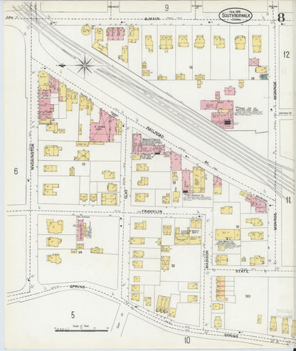 Sanborn Fire Insurance Map from South Norwalk, Fairfield County, Connecticut (1906), Sheet #0008 - Complete Map Set gallery image, historic Sanborn map, vintage wall art, Connecticut Connecticut